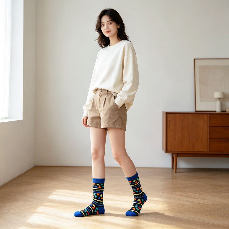 Geo Pop Triangle Blue Socks