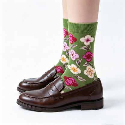 Green Flower Socks