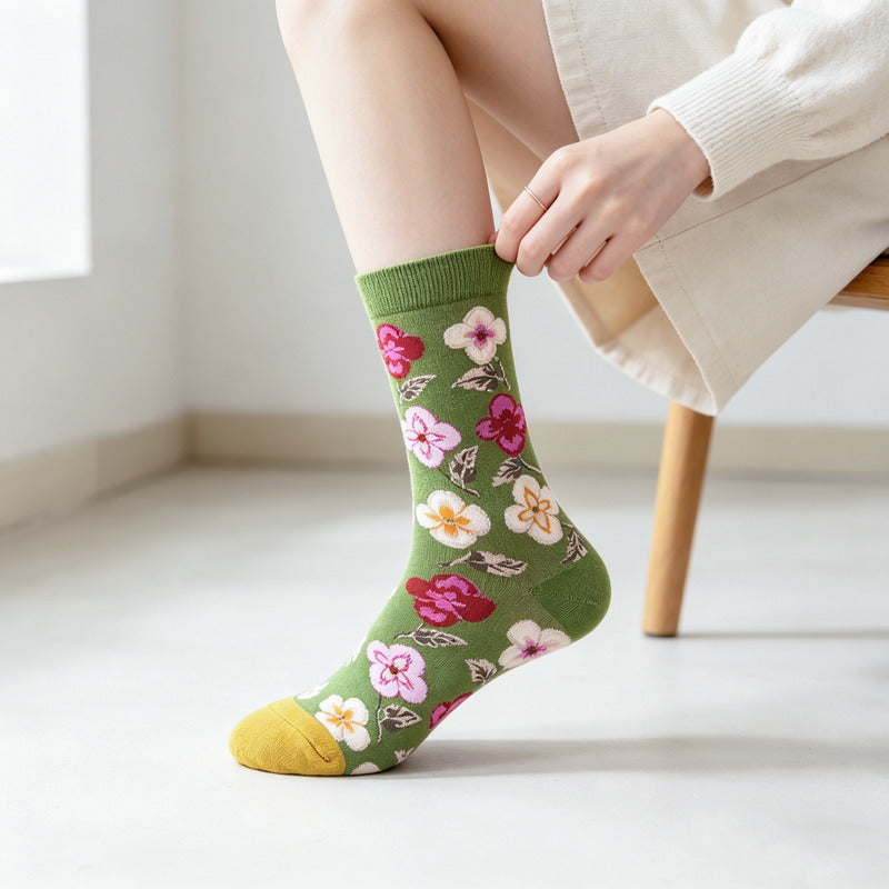 Green Flower Socks