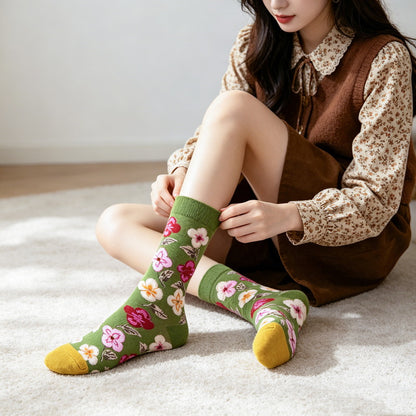 Green Flower Socks