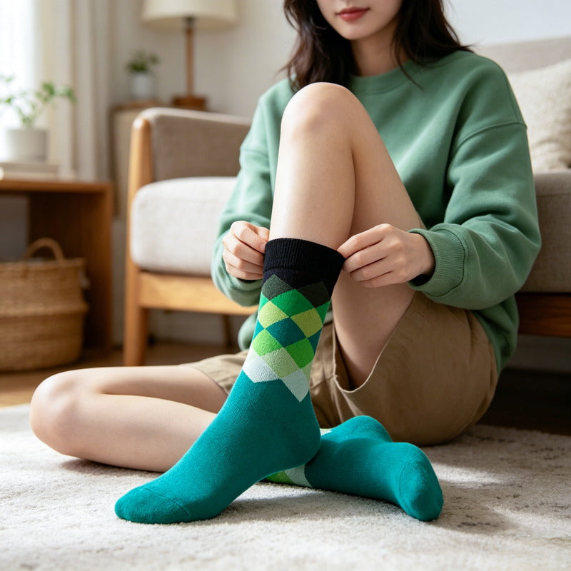 Geo Pop Cyan Socks
