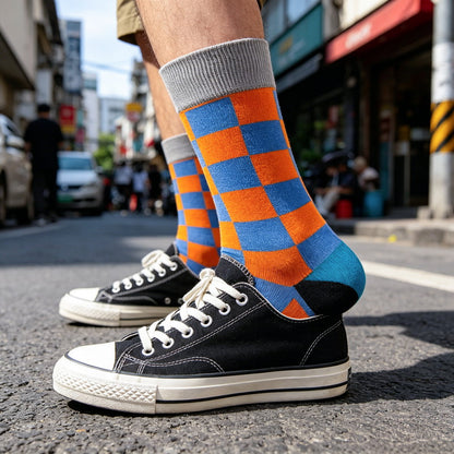 Geo Pop Orange Blue Socks