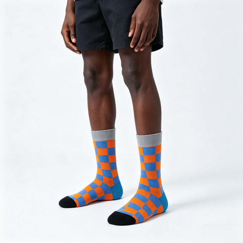Geo Pop Orange Blue Socks