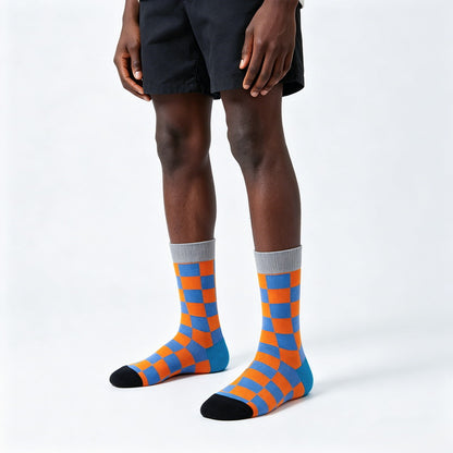 Geo Pop Orange Blue Socks