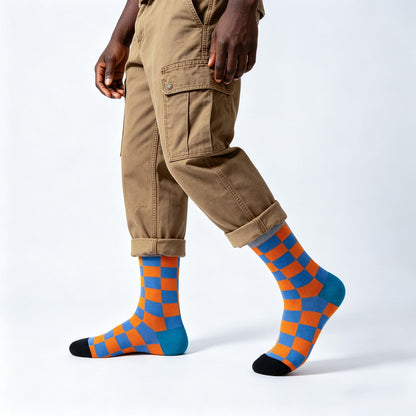 Geo Pop Orange Blue Socks