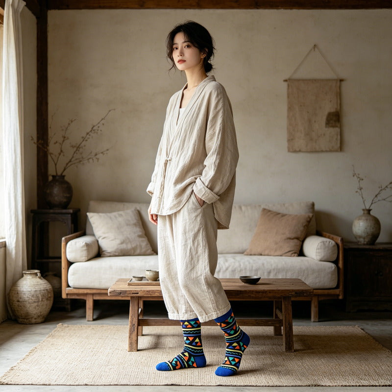 Geo Pop Triangle Blue Socks
