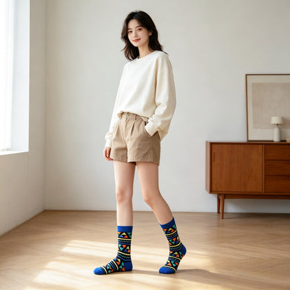 Geo Pop Triangle Blue Socks