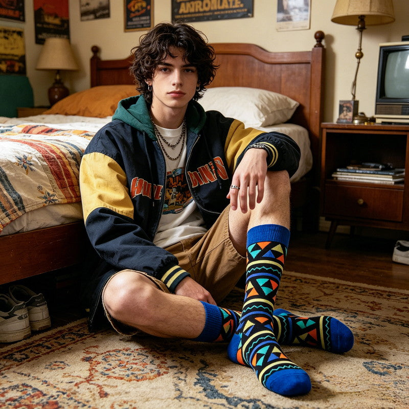 Geo Pop Triangle Blue Socks