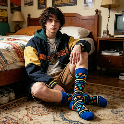 Geo Pop Triangle Blue Socks
