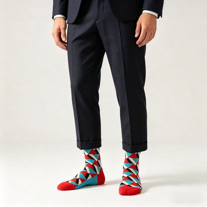 Geo Pop Tri Color Socks