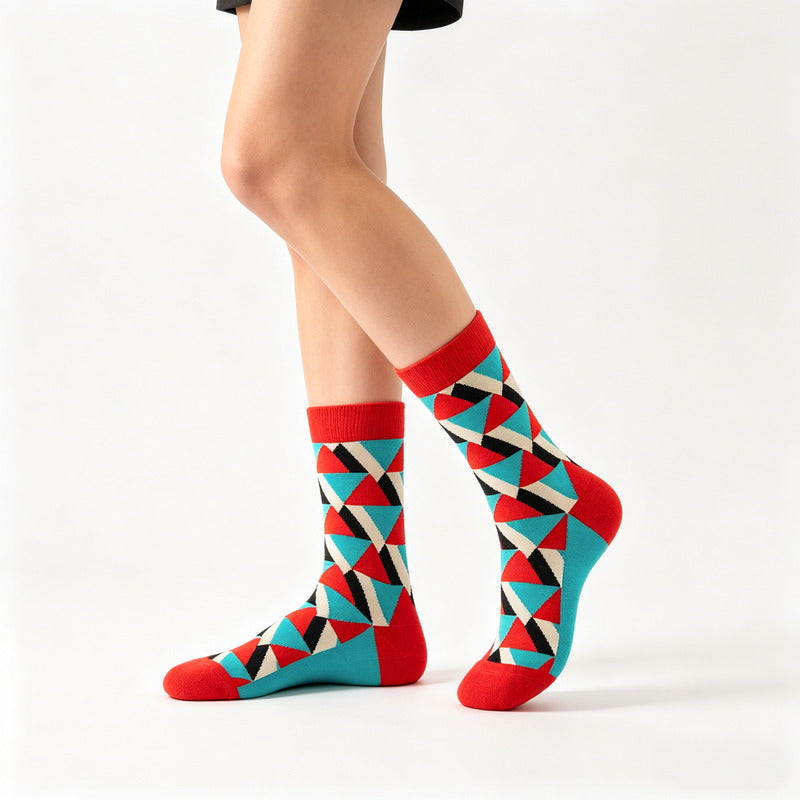 Geo Pop Tri Color Socks