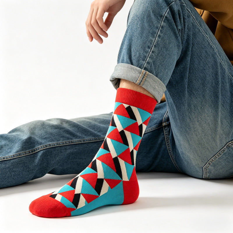 Geo Pop Tri Color Socks