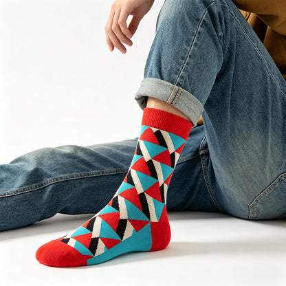 Geo Pop Tri Color Socks