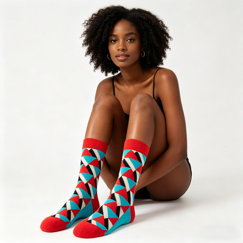 Geo Pop Tri Color Socks