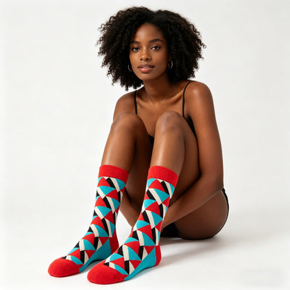 Geo Pop Tri Color Socks