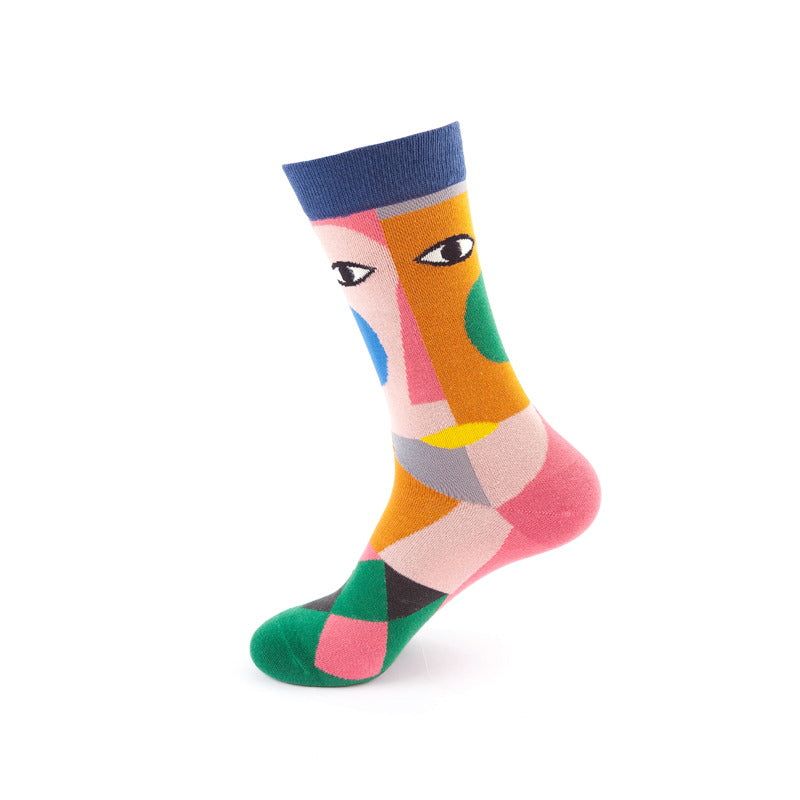 colorful abstract geometric art crew socks