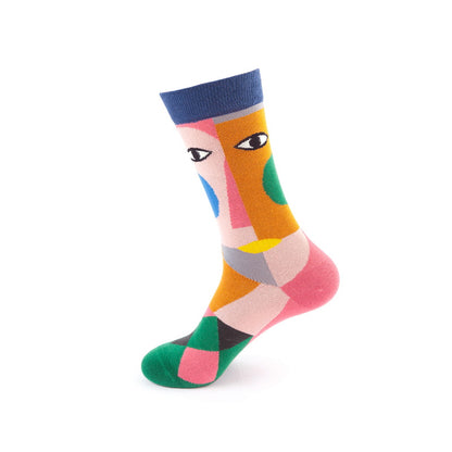 colorful abstract geometric art crew socks