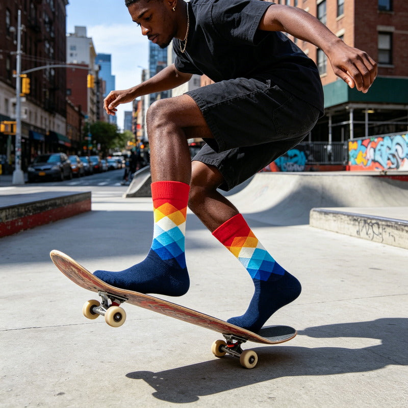 Geo Pop Navy Blue Socks