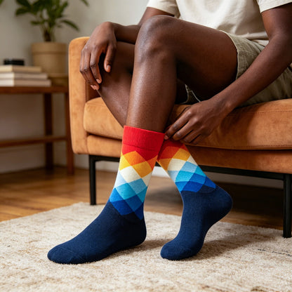 Geo Pop Navy Blue Socks