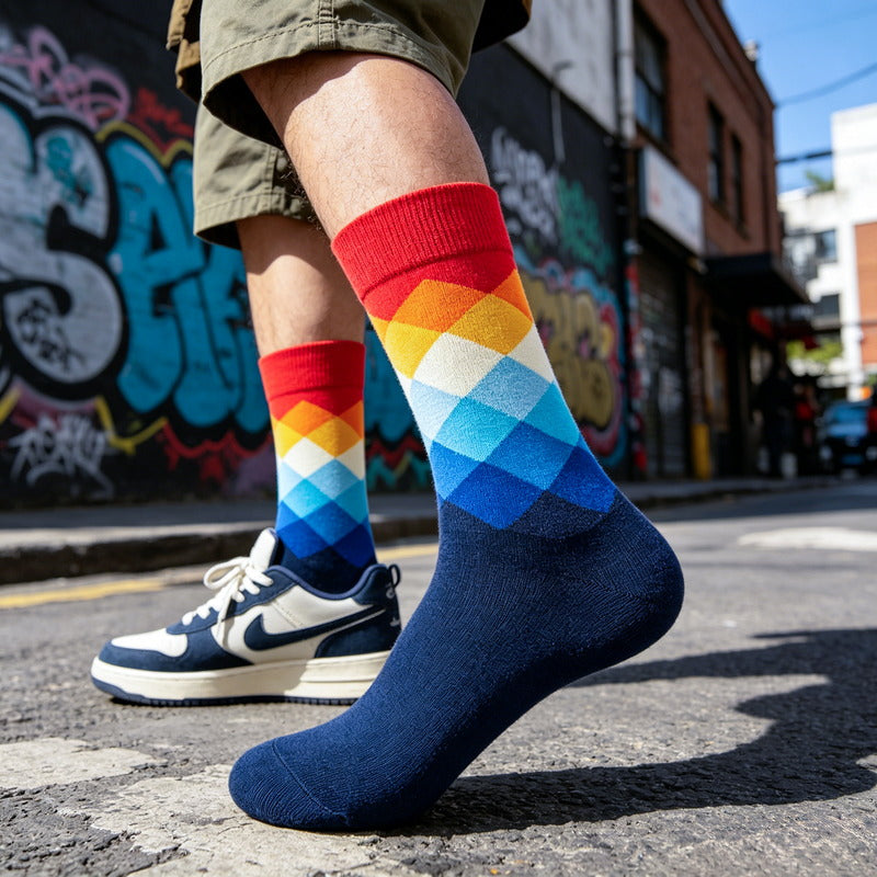 Geo Pop Navy Blue Socks