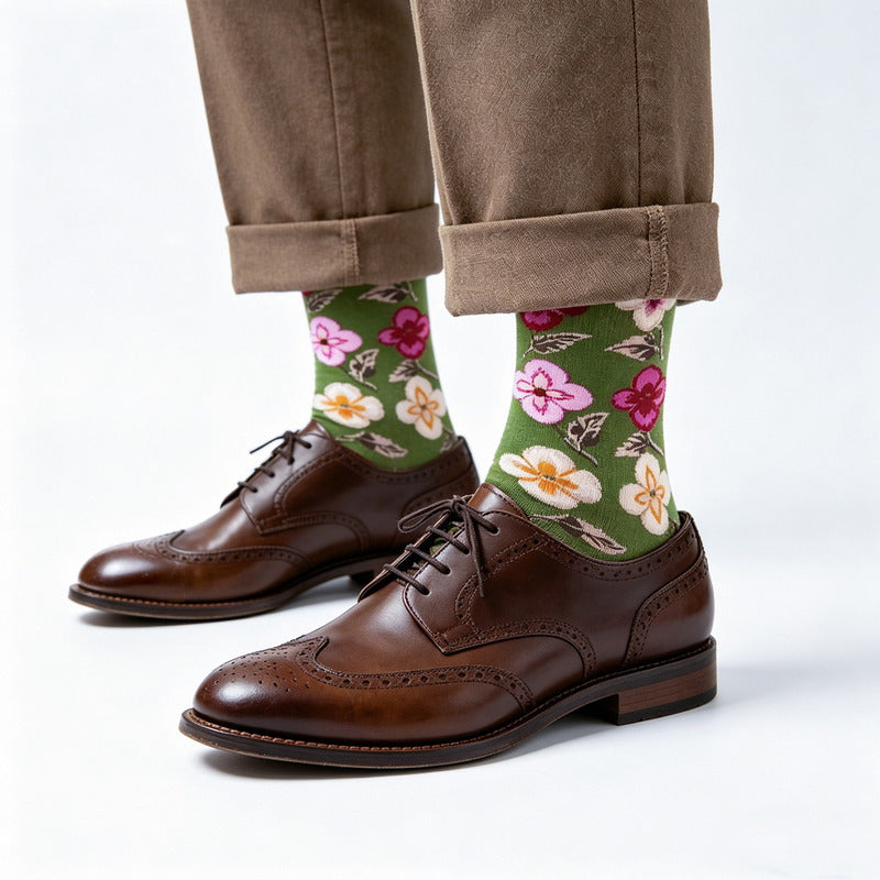 Green Flower Socks