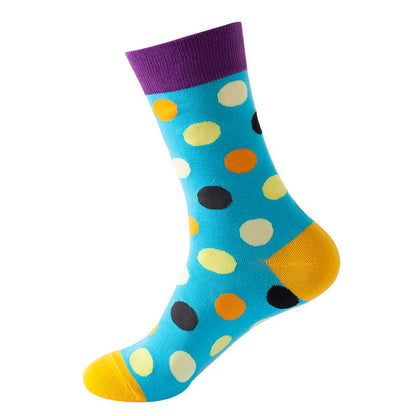 blue colorful polka dot crew socks