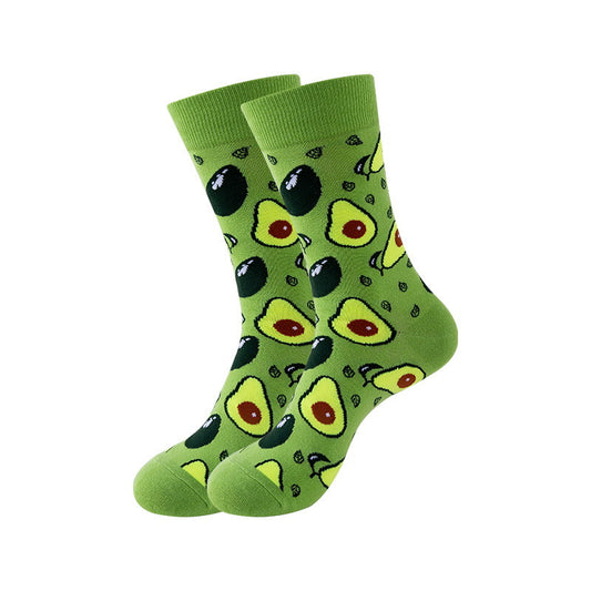 cute avocado pattern crew socks