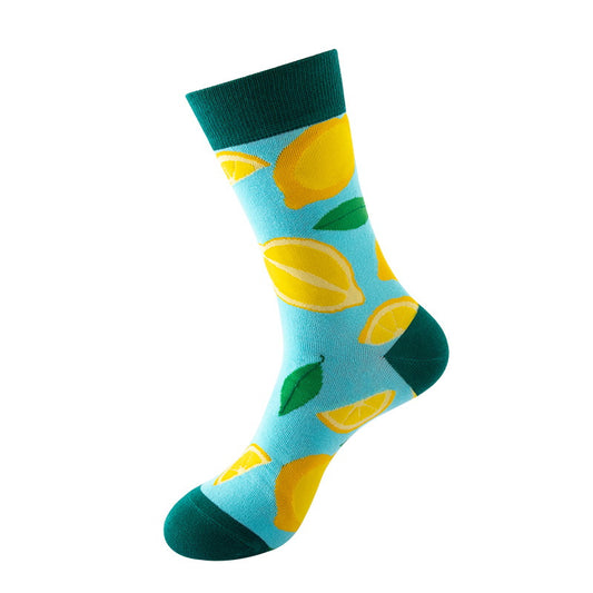 cute lemon citrus crew socks