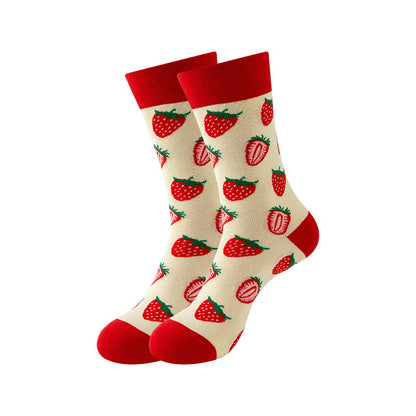 cute strawberry pattern crew socks
