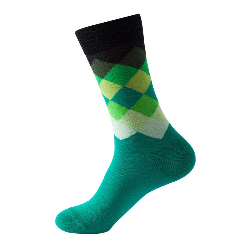 green argyle diamond pattern crew socks