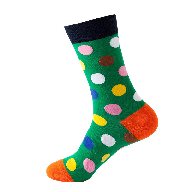 green colorful polka dot crew socks