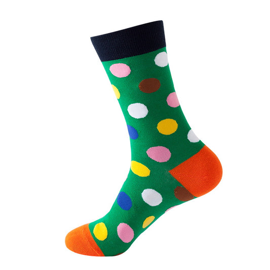 green colorful polka dot crew socks