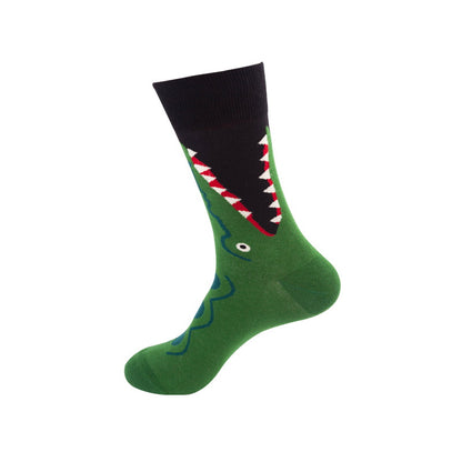 green funny crocodile crew socks