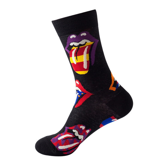 black punk graphic crew socks