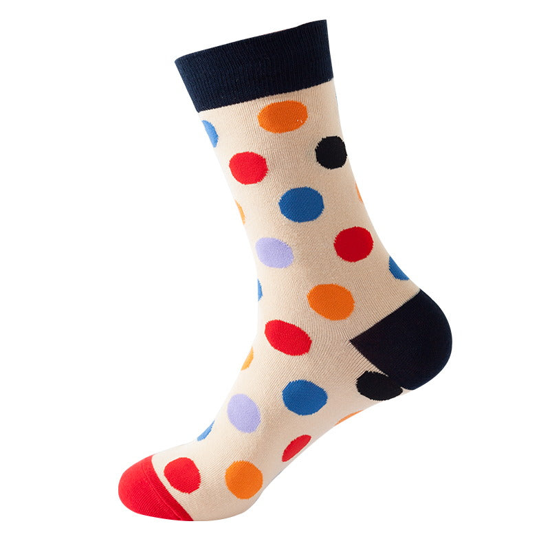 white colorful polka dot crew socks