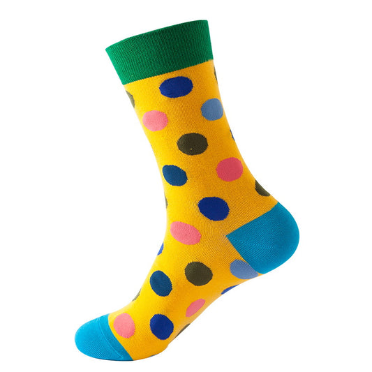 yellow colorful polka dot crew socks